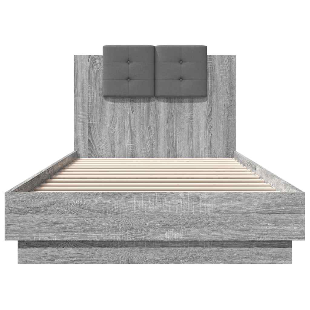 vidaXL Bed Frame with LED without Mattress Grey Sonoma 100x200 cm