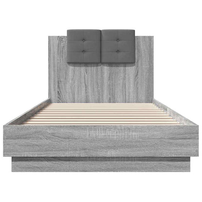 vidaXL Bed Frame with LED without Mattress Grey Sonoma 100x200 cm