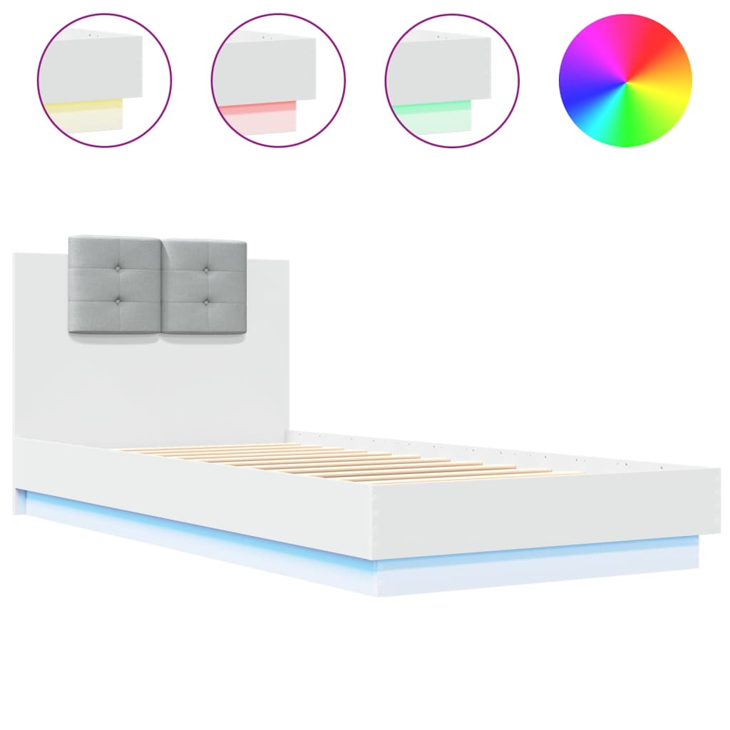 vidaXL Bed Frame | White | Engineered wood and plywood | Single | Bed Frame
