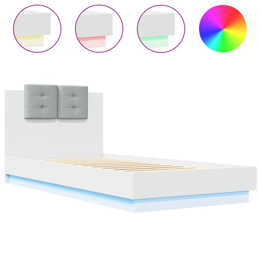 vidaXL Bed Frame | White | Engineered wood and plywood | Single | Bed Frame