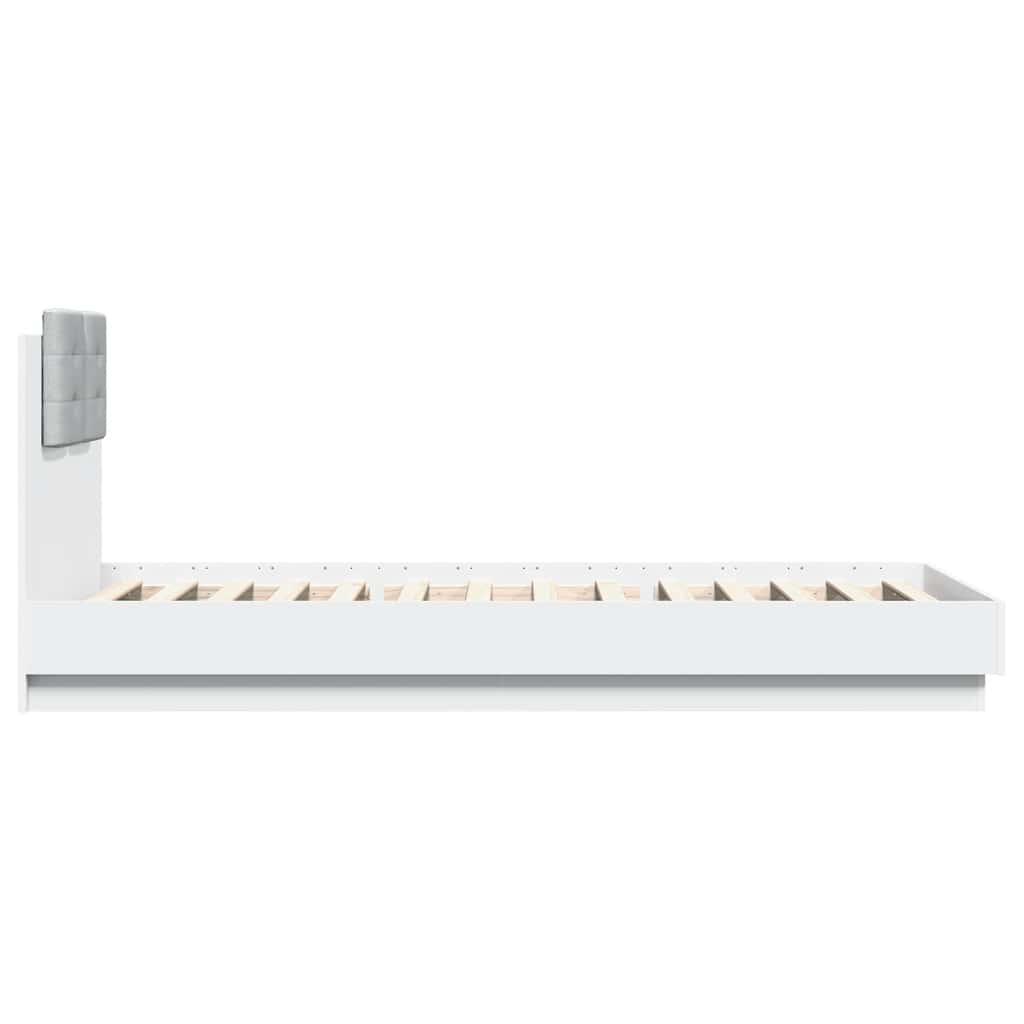 vidaXL Bed Frame with LED without Mattress White 90x200 cm