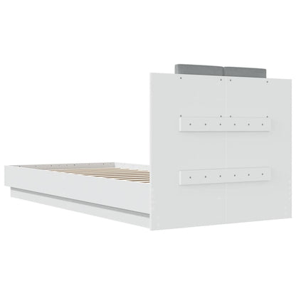vidaXL Bed Frame with LED without Mattress White 90x200 cm