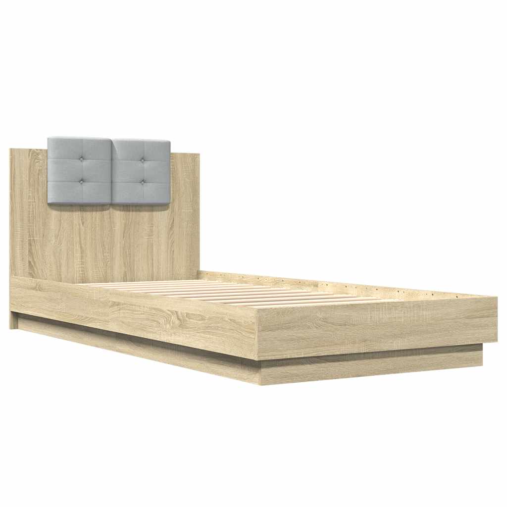 vidaXL Bed Frame with LED without Mattress Sonoma Oak 90x200 cm