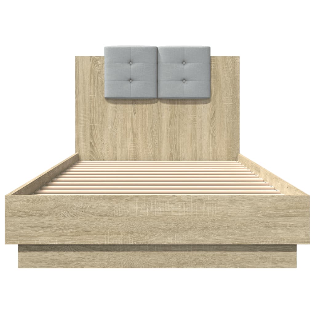 vidaXL Bed Frame with LED without Mattress Sonoma Oak 90x200 cm