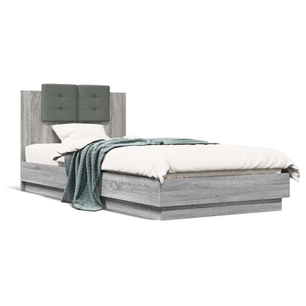 vidaXL Bed Frame | Grey Sonoma | Engineered wood | 90x200 cm | Bed Frame