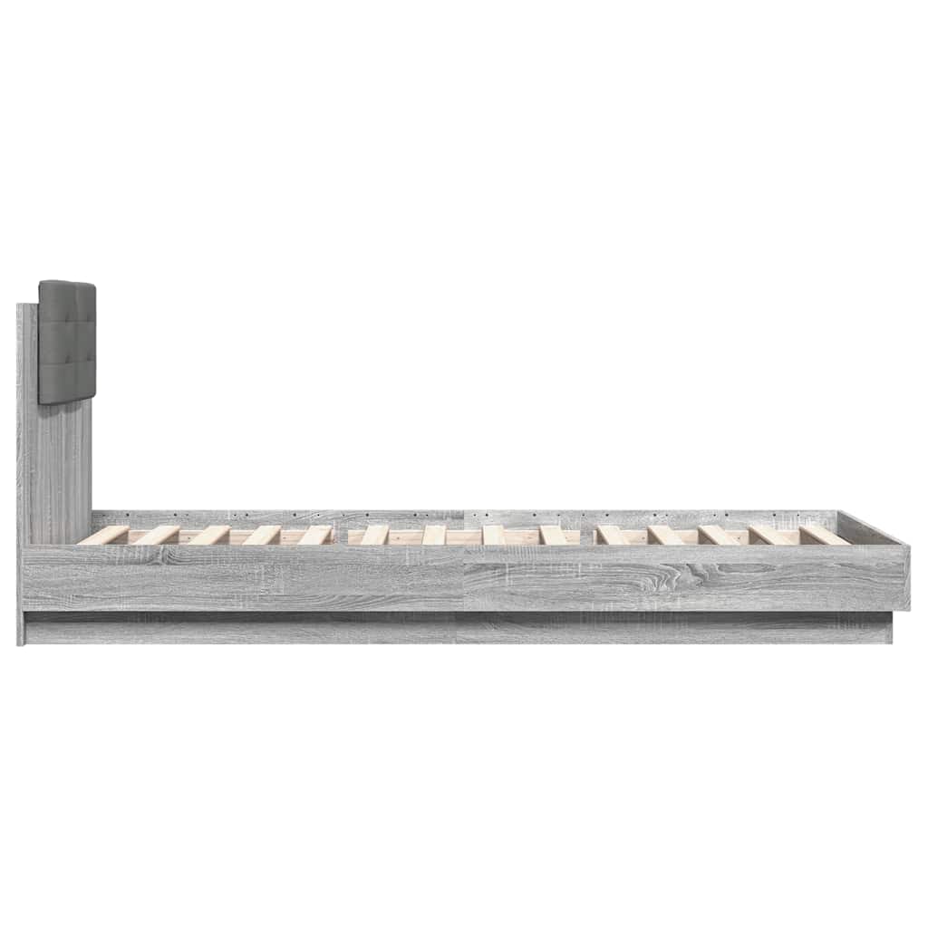 vidaXL Bed Frame with LED without Mattress Grey Sonoma 90x200 cm
