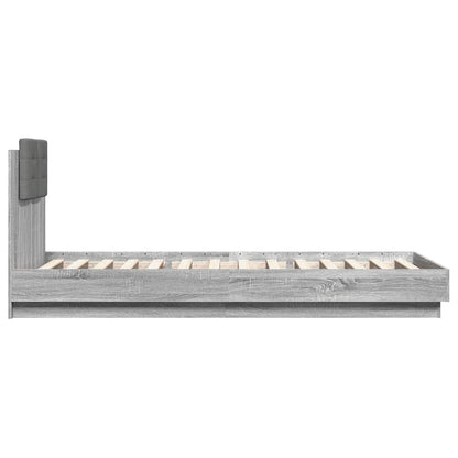 vidaXL Bed Frame with LED without Mattress Grey Sonoma 90x200 cm