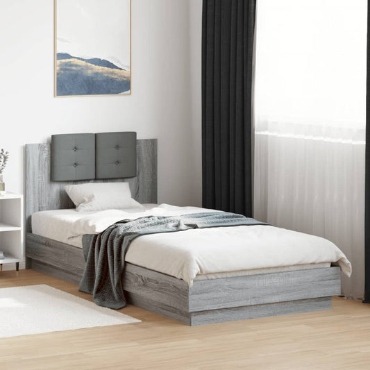 vidaXL Bed Frame | Grey Sonoma | Engineered wood | 90x200 cm | Bed Frame