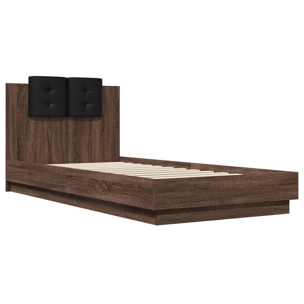 vidaXL Bed Frame | Brown Oak | Engineered wood, Plywood | 90 x 200 cm