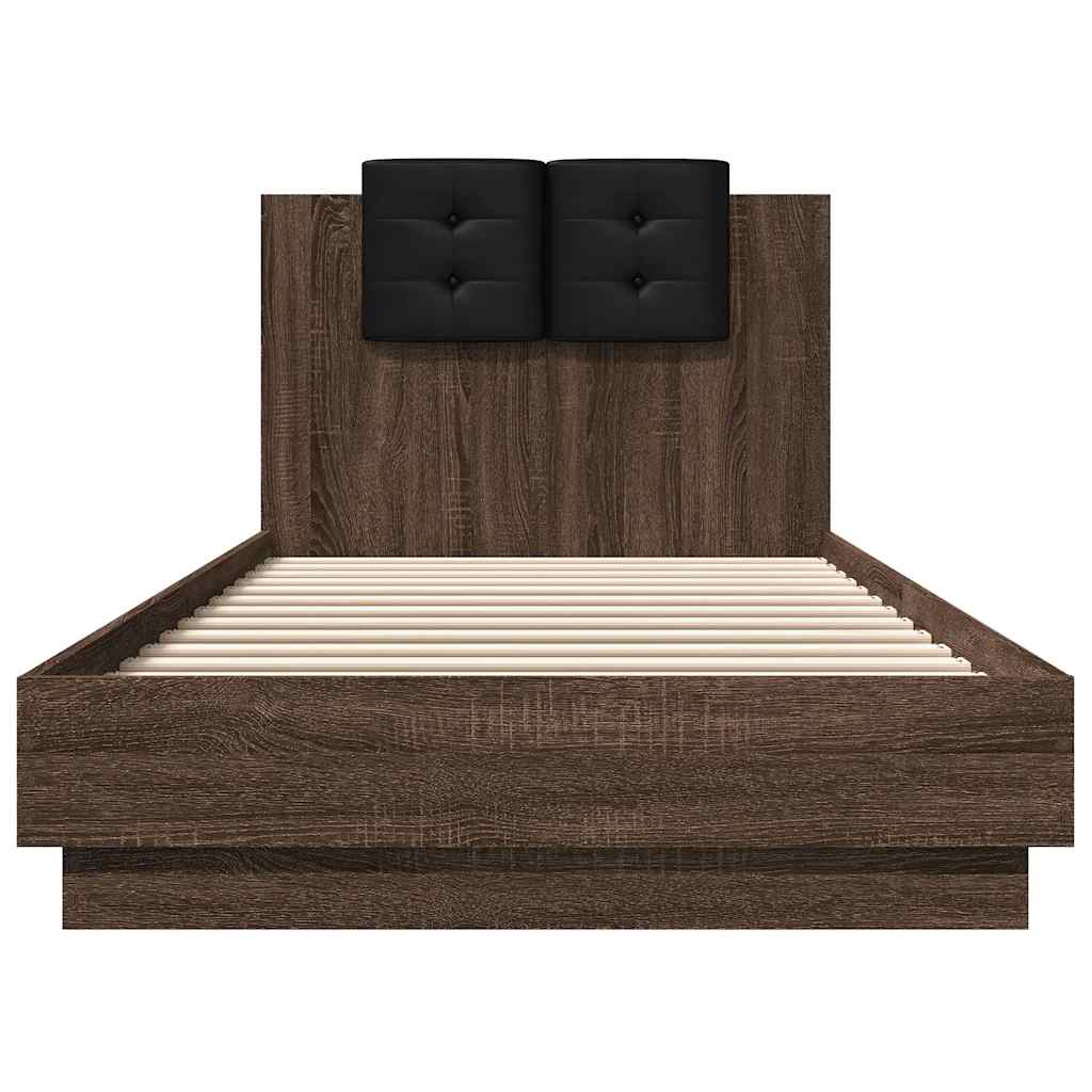 vidaXL Bed Frame | Brown Oak | Engineered wood, Plywood | 90 x 200 cm