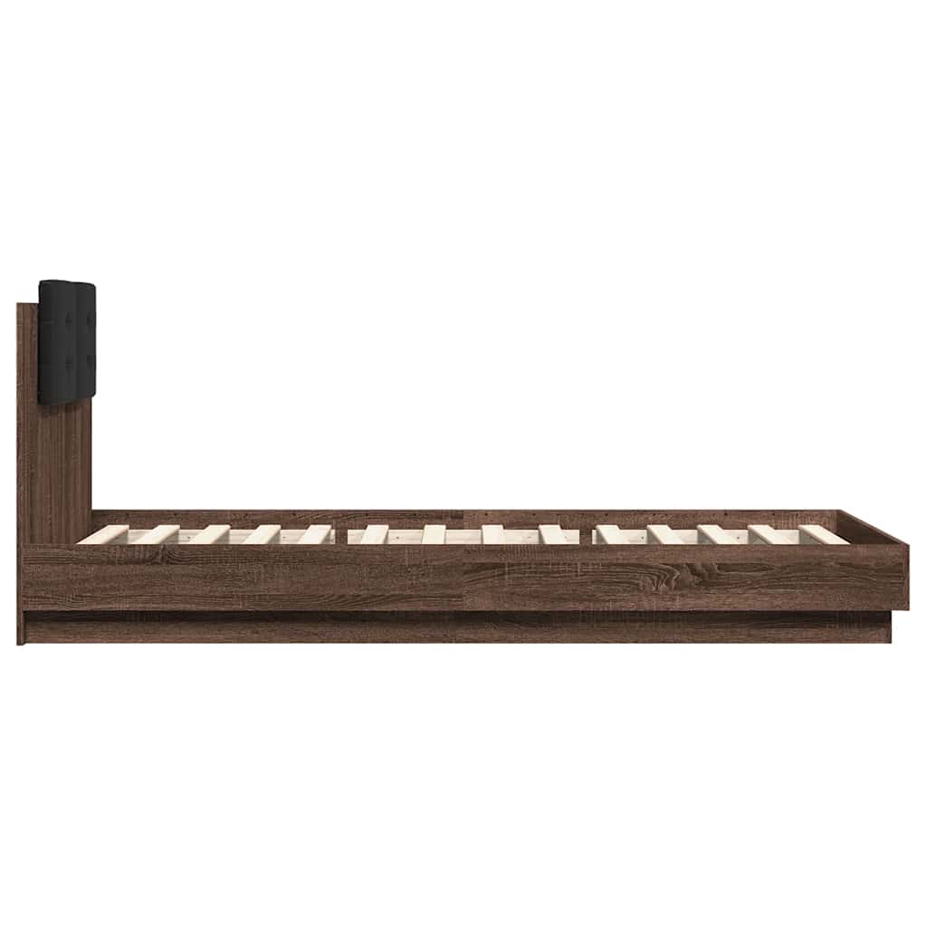 vidaXL Bed Frame | Brown Oak | Engineered wood, Plywood | 90 x 200 cm