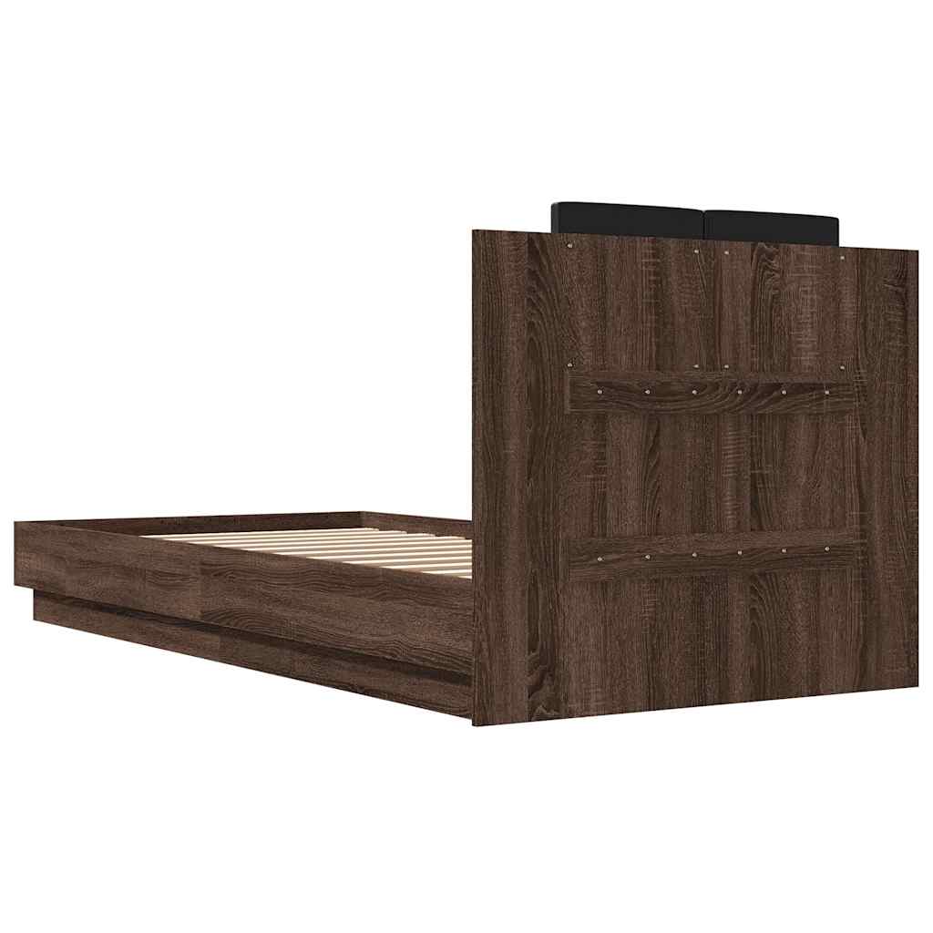 vidaXL Bed Frame | Brown Oak | Engineered wood, Plywood | 90 x 200 cm