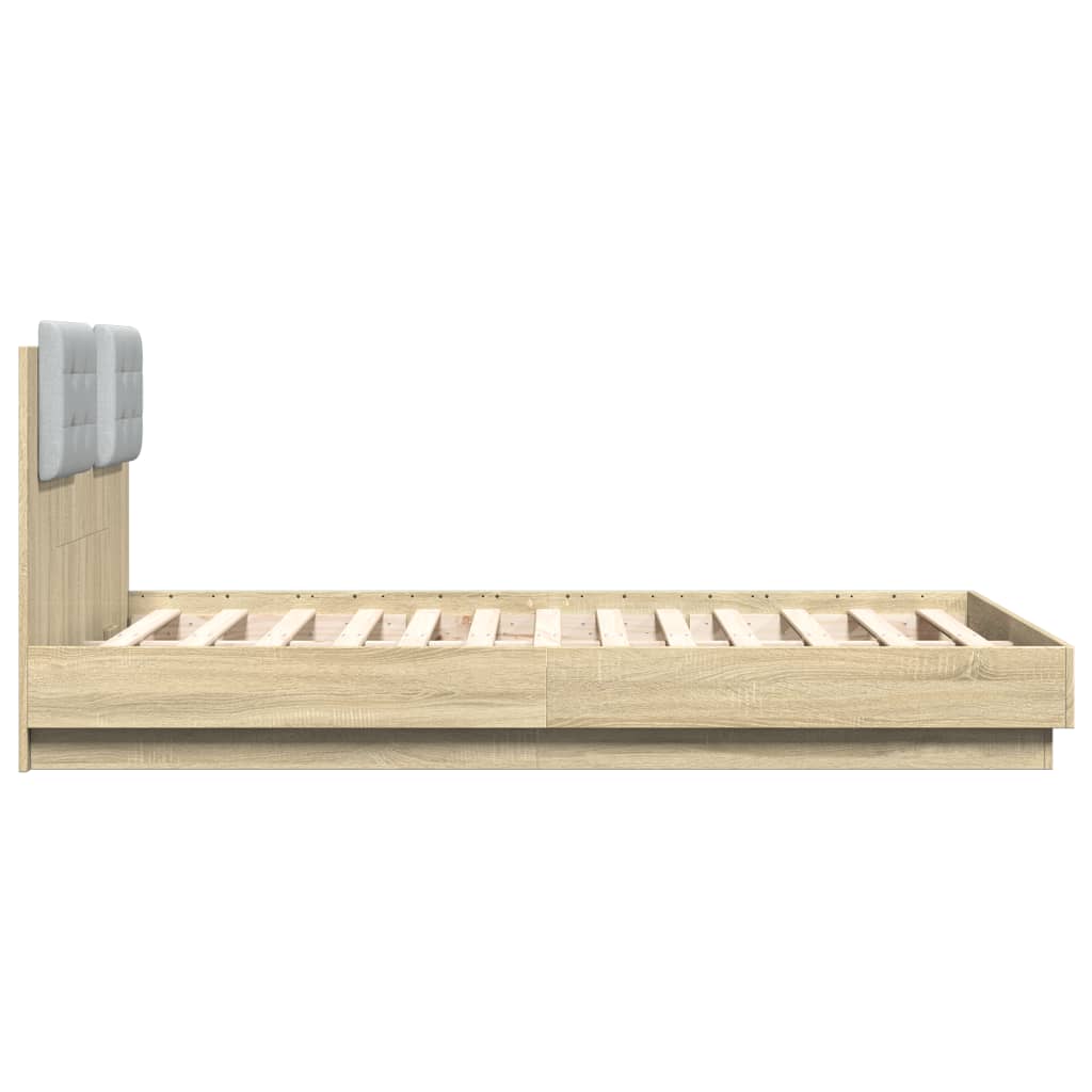 vidaXL Bed Frame with LED without Mattress Sonoma Oak 135x190 cm Double