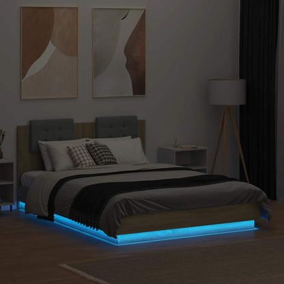 vidaXL Bed Frame with LED without Mattress Sonoma Oak 120x190 cm