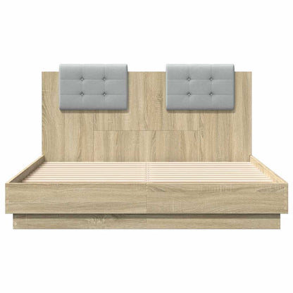 vidaXL Bed Frame with LED without Mattress Sonoma Oak 120x190 cm
