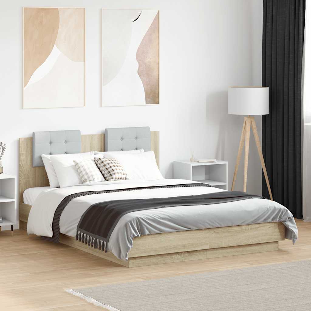 vidaXL Bed Frame with LED without Mattress Sonoma Oak 120x190 cm