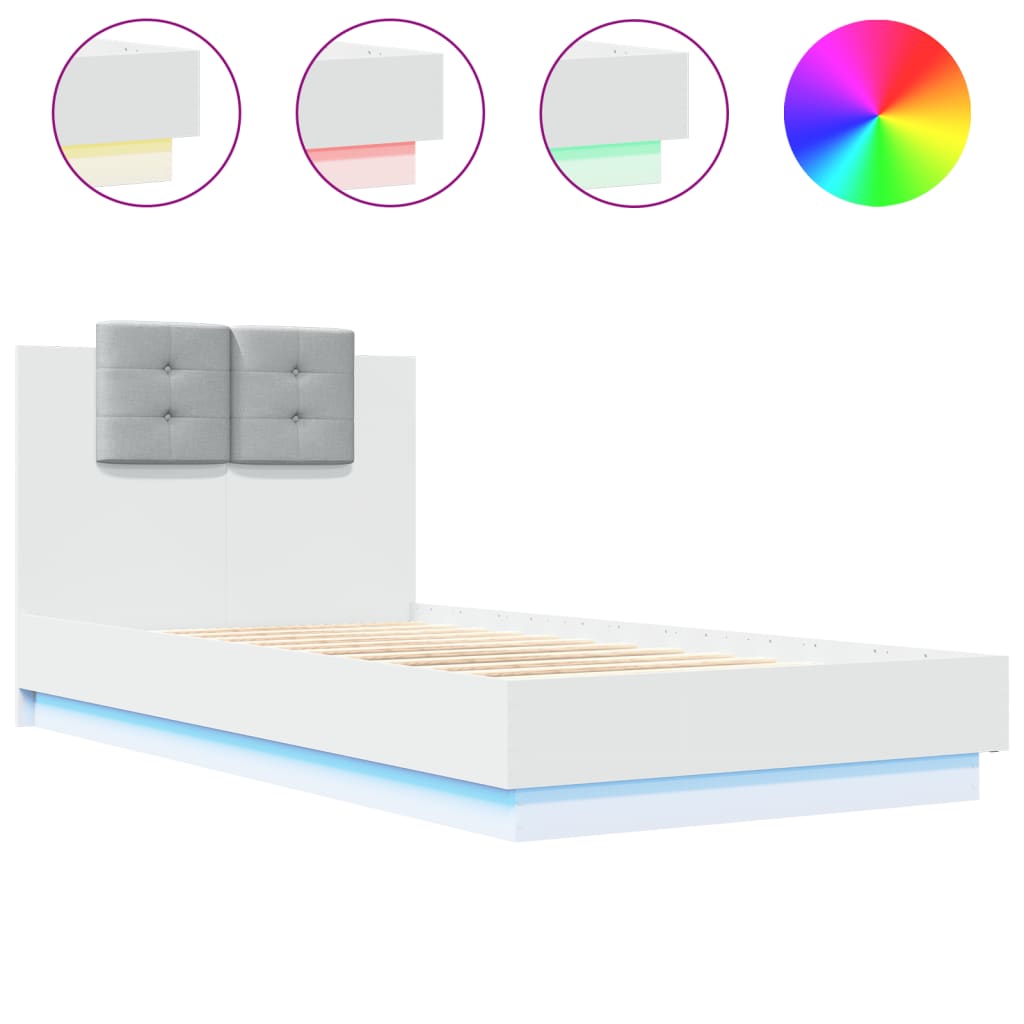 vidaXL Bed Frame | White | Engineered wood | Single | Bed Frame | Rectangular