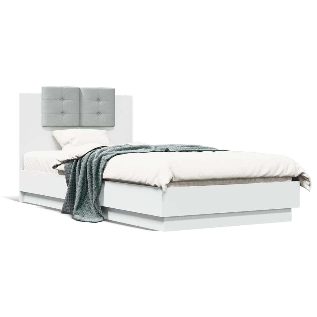 vidaXL Bed Frame | White | Engineered wood | Single | Bed Frame | Rectangular