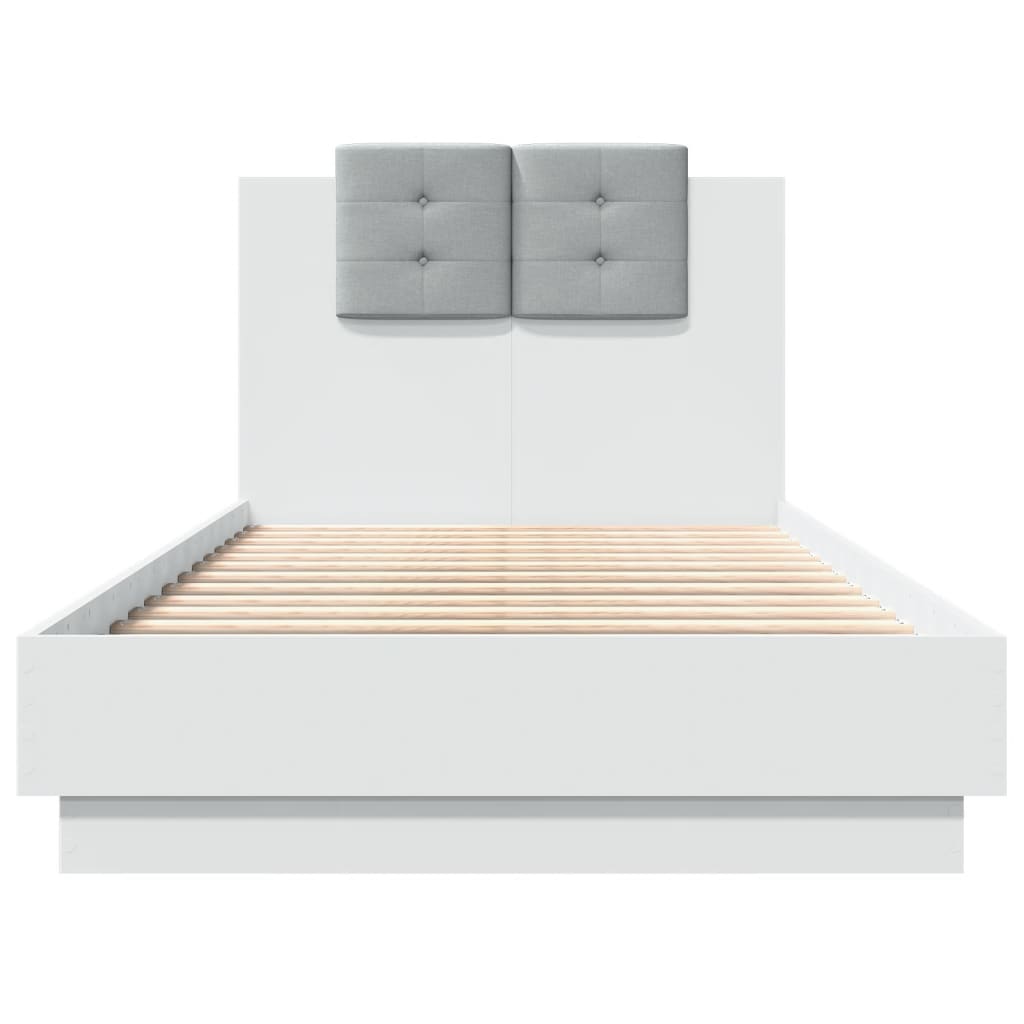 vidaXL Bed Frame with LED without Mattress White 90x190 cm Single