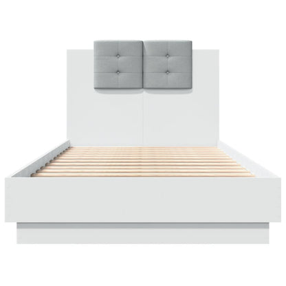 vidaXL Bed Frame with LED without Mattress White 90x190 cm Single