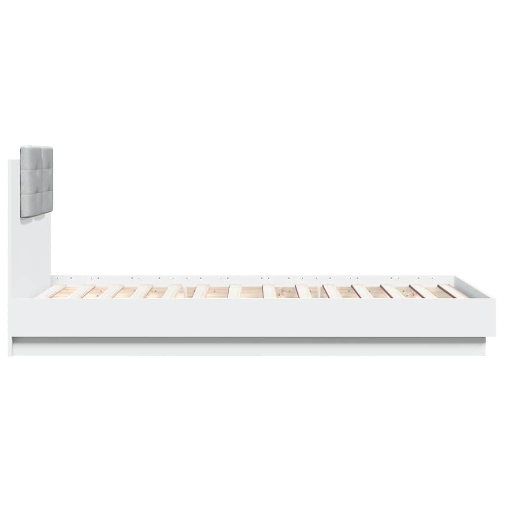 vidaXL Bed Frame with LED without Mattress White 90x190 cm Single