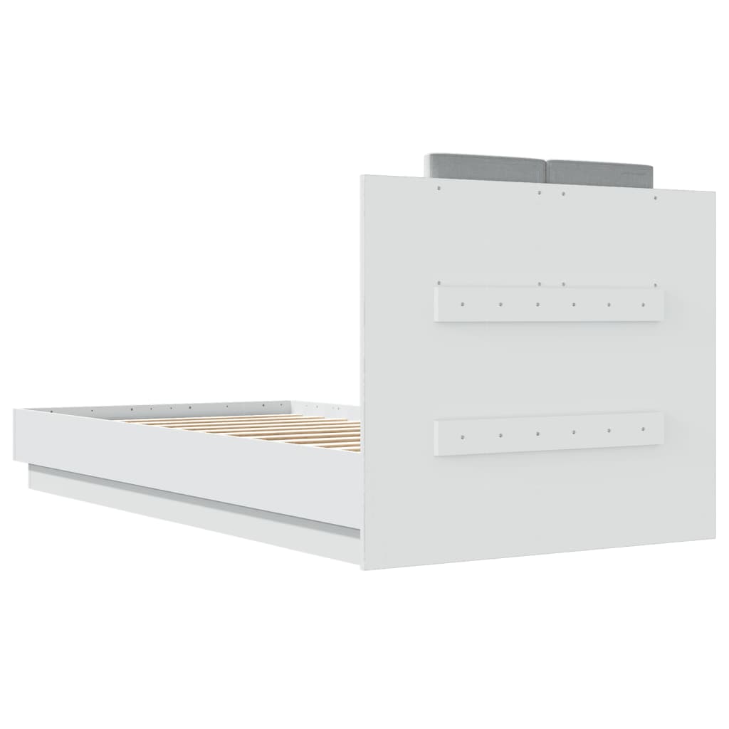vidaXL Bed Frame with LED without Mattress White 90x190 cm Single