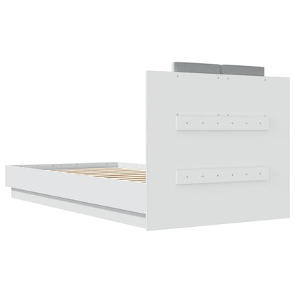 vidaXL Bed Frame with LED without Mattress White 90x190 cm Single