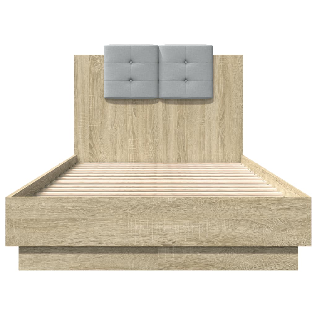 vidaXL Bed Frame with LED without Mattress Sonoma Oak 90x190 cm Single