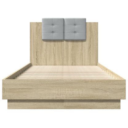 vidaXL Bed Frame with LED without Mattress Sonoma Oak 90x190 cm Single
