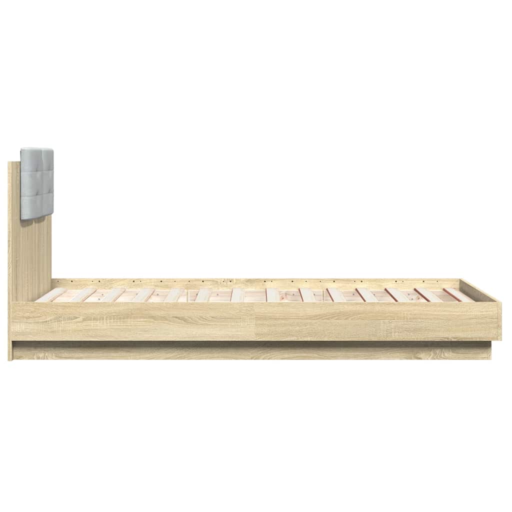 vidaXL Bed Frame with LED without Mattress Sonoma Oak 90x190 cm Single