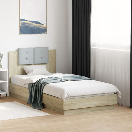 vidaXL Bed Frame | Sonoma Oak | Engineered wood with plywood slats | Single