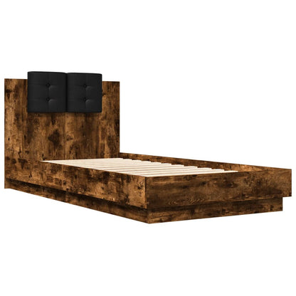 vidaXL Bed Frame with LED without Mattress Smoked Oak 90x190 cm Single