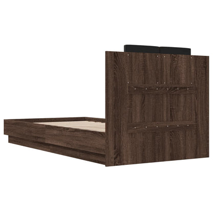 vidaXL Bed Frame with LED without Mattress Brown Oak 90x190 cm Single
