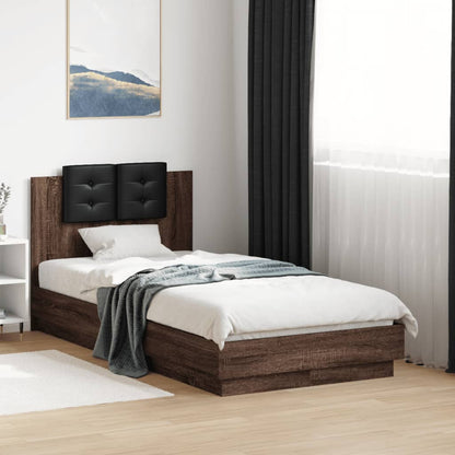 vidaXL Bed Frame with LED without Mattress Brown Oak 90x190 cm Single