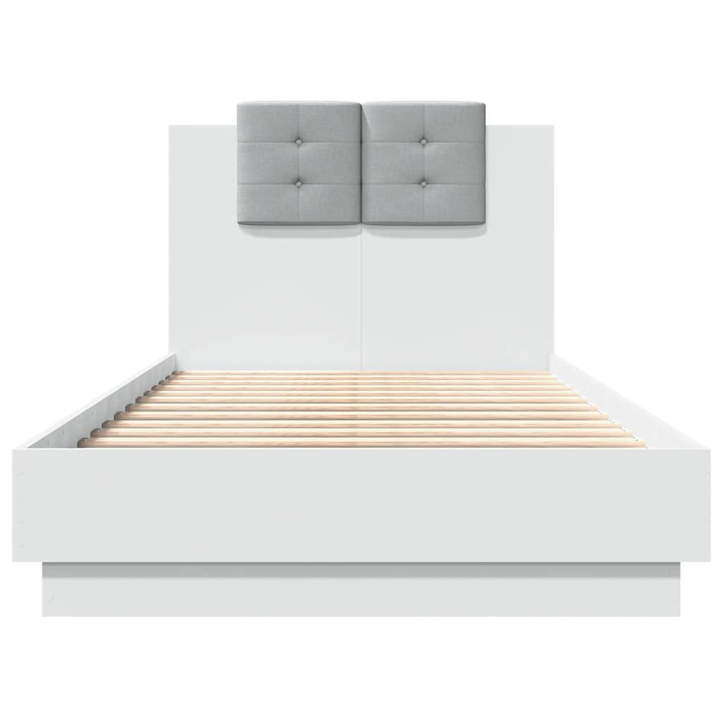 vidaXL Bed Frame with LED without Mattress White 75x190 cm Small Single
