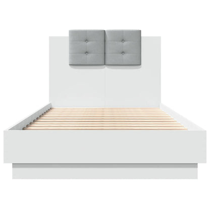 vidaXL Bed Frame with LED without Mattress White 75x190 cm Small Single