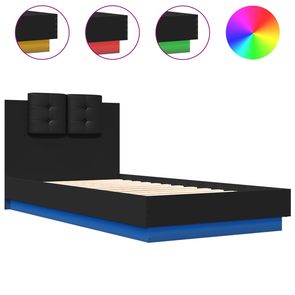 vidaXL Bed Frame | Black | Engineered wood | Small Single | Bed Frame