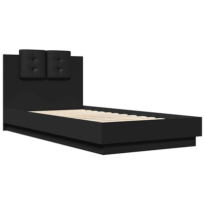 vidaXL Bed Frame with LED without Mattress Black 75x190 cm