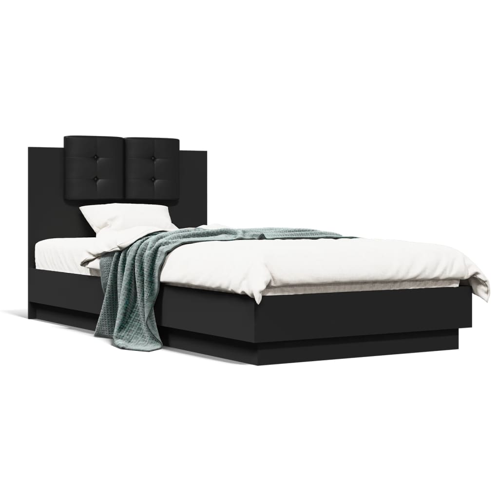 vidaXL Bed Frame | Black | Engineered wood | Small Single | Bed Frame