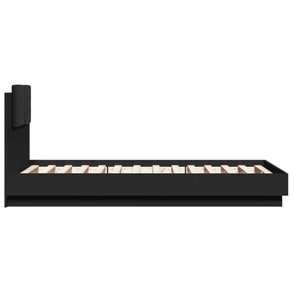 vidaXL Bed Frame with LED without Mattress Black 75x190 cm