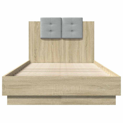 vidaXL Bed Frame with LED without Mattress Sonoma Oak 75x190 cm Small Single