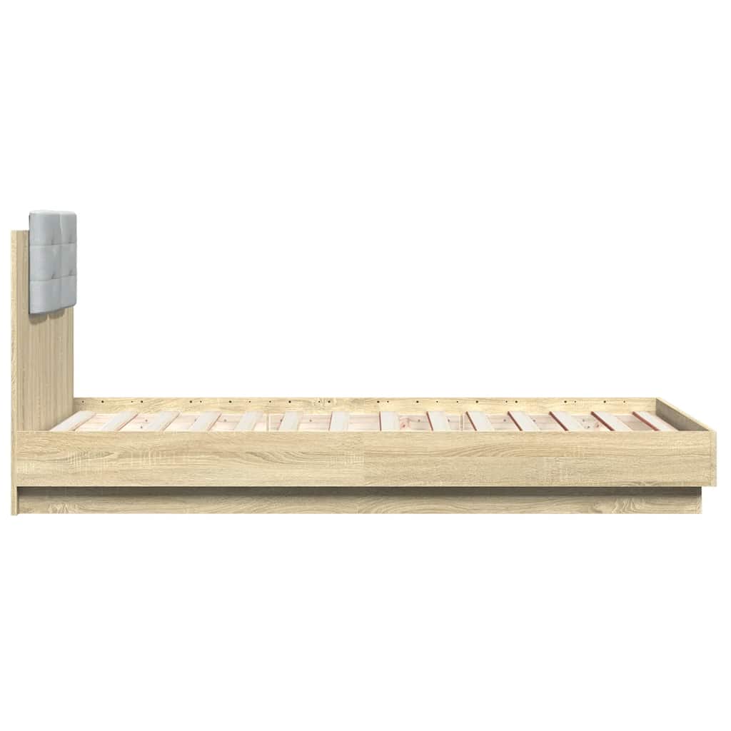 vidaXL Bed Frame with LED without Mattress Sonoma Oak 75x190 cm Small Single