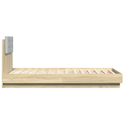 vidaXL Bed Frame with LED without Mattress Sonoma Oak 75x190 cm Small Single