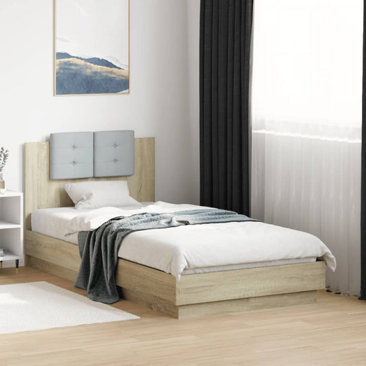 vidaXL Bed Frame | Sonoma oak | Engineered wood, Plywood | Small Single