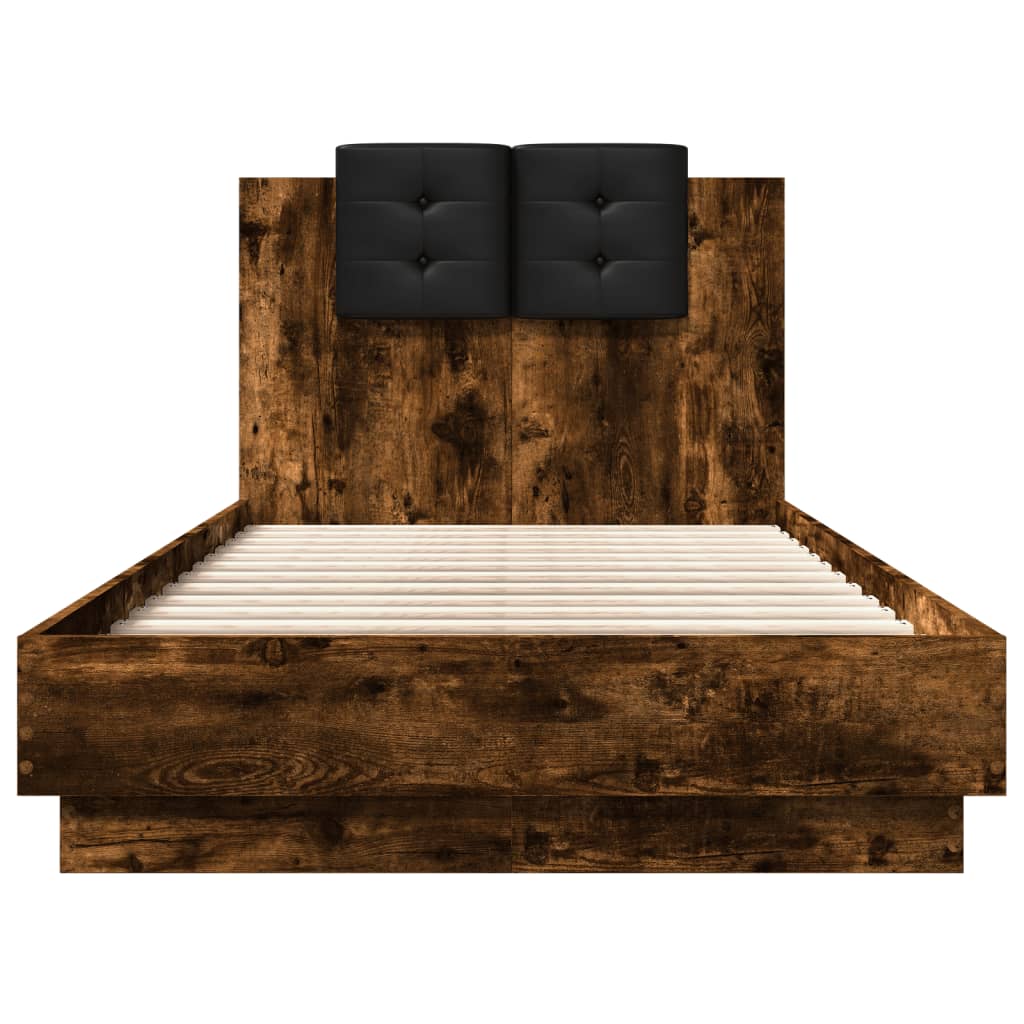 vidaXL Bed Frame | Smoked Oak | Engineered wood, Plywood | Small Single