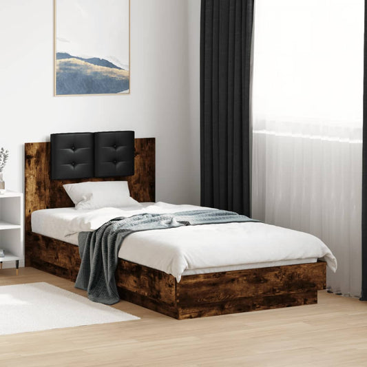 vidaXL Bed Frame | Smoked Oak | Engineered wood, Plywood | Small Single