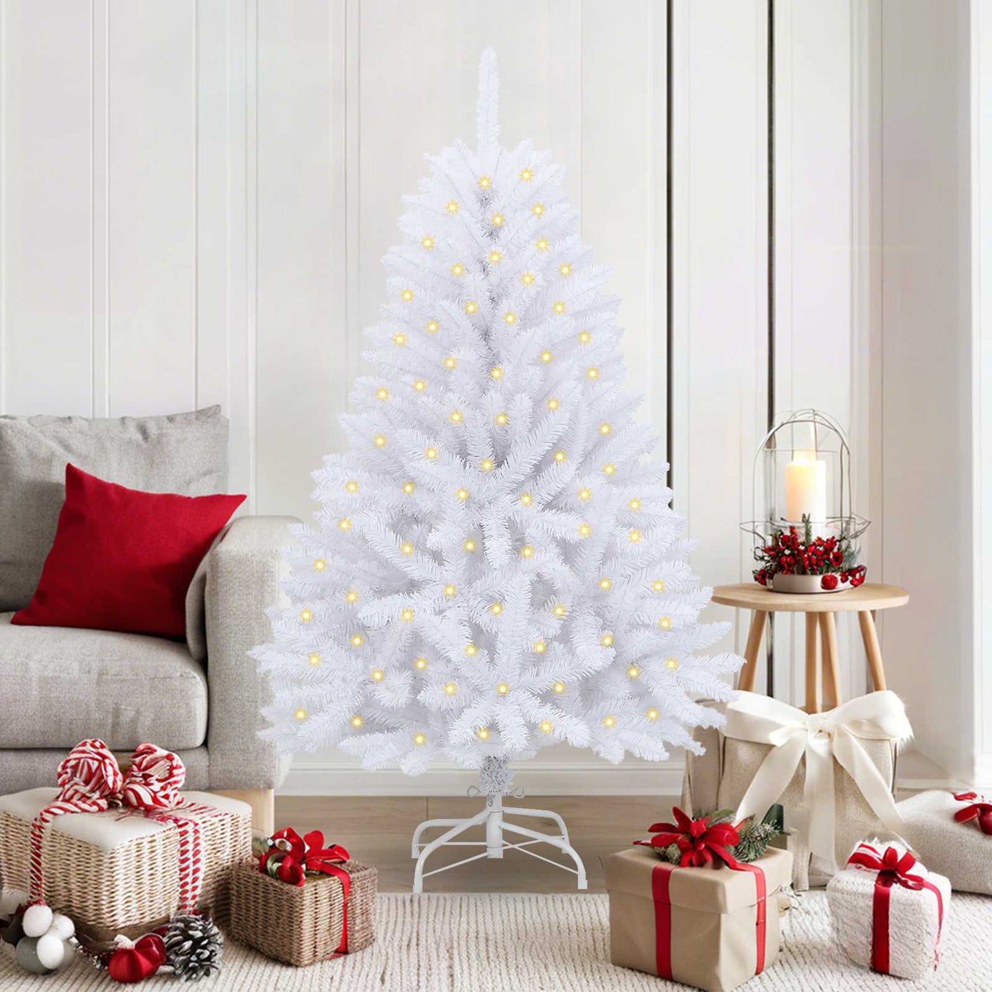 vidaXL Artificial Christmas Tree White 150 cm PVC and Metal