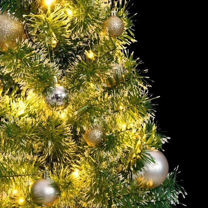 vidaXL Artificial Christmas Tree 150 LEDs&Ball Set&Flocked Snow 120 cm