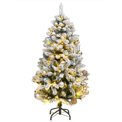 vidaXL Artificial Hinged Christmas Tree 150 LEDs & Ball Set 120 cm