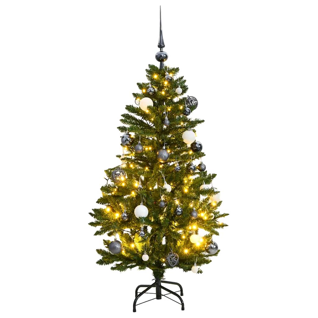 vidaXL Artificial Hinged Christmas Tree 150 LEDs & Ball Set 120 cm
